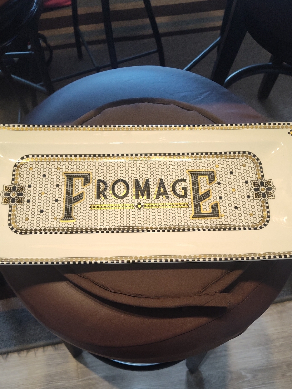 Anthropologie White and Gold 'Fromage' Serving Platter